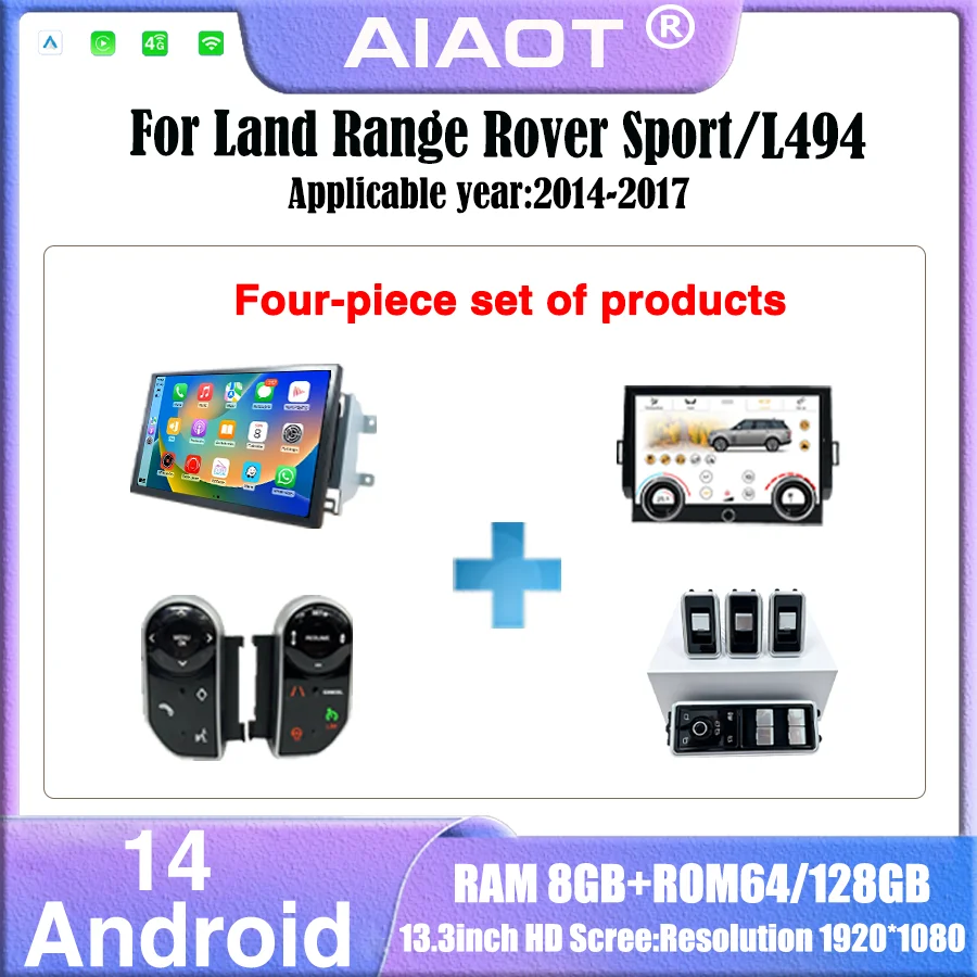 Khadas Vim4 8Gb - 13,3-Zoll-Android14-Carplay-Multimedia-Player für 2014-2017 Land Rover Sport/L494